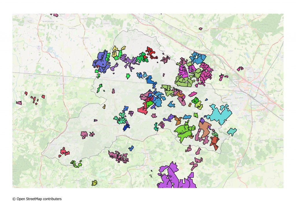 Map showing landholdings across the Upper Beult Farmer Cluster